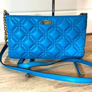 Kate Spade Astor Court teal blue quilted leather Crossbody